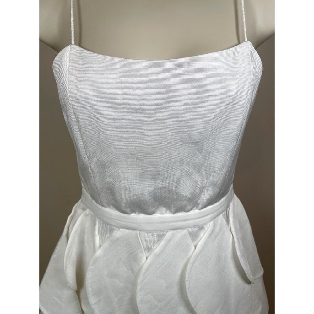 ALICE + OLIVIA Nadie Scooped Bustier White Ruffle Mini Dress Size 2 - Picture 5 of 10